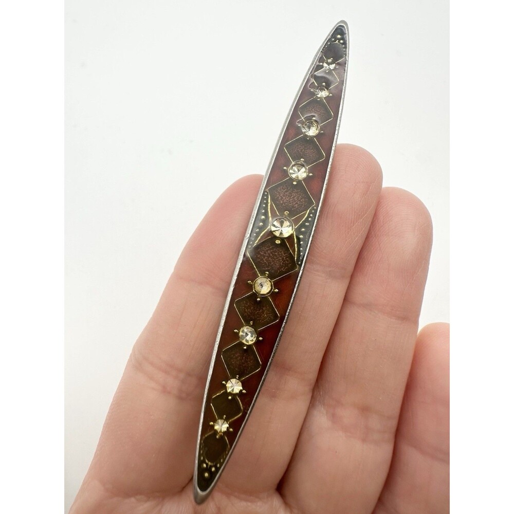 Vintage Enamel Rhinestone Art Deco Style Pin Brooch